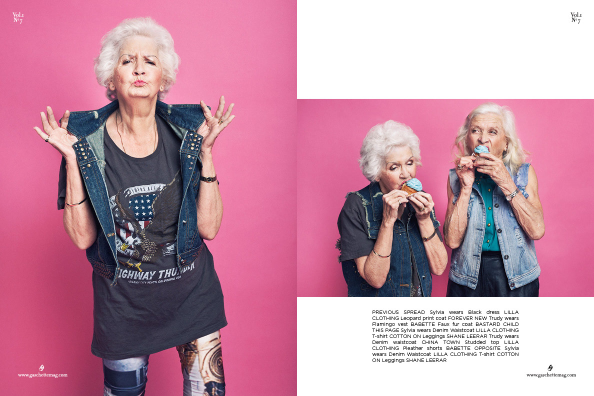 Photography  old ladies Fashion  pink eternal youth Fun quirky PUBLISHED magazine retouching 