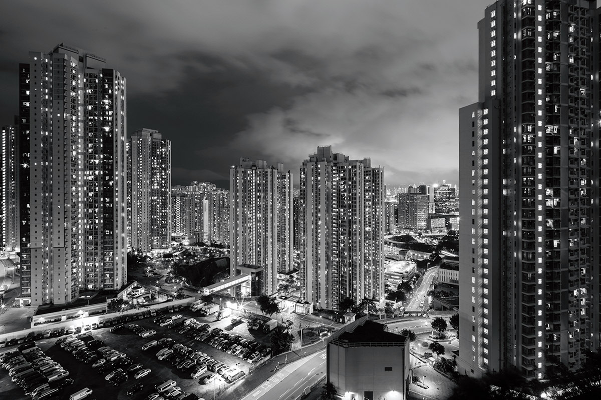 hongkong Hong Kong kowloon city black white Landscape building White black Urban monochrome china lights