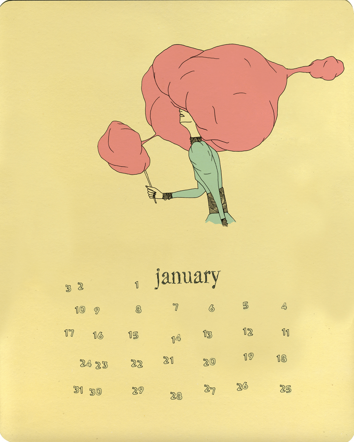 Calender cooton cotton candy day dreaming sweet fantasy cool old paper India clouds pink blue yellow