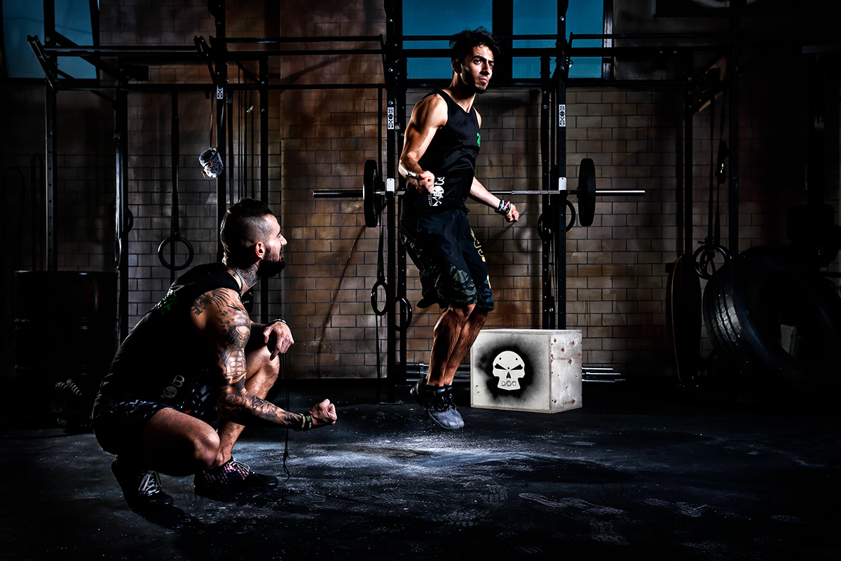 Crossfit athlete digital gym portrait atmosphere darkness force