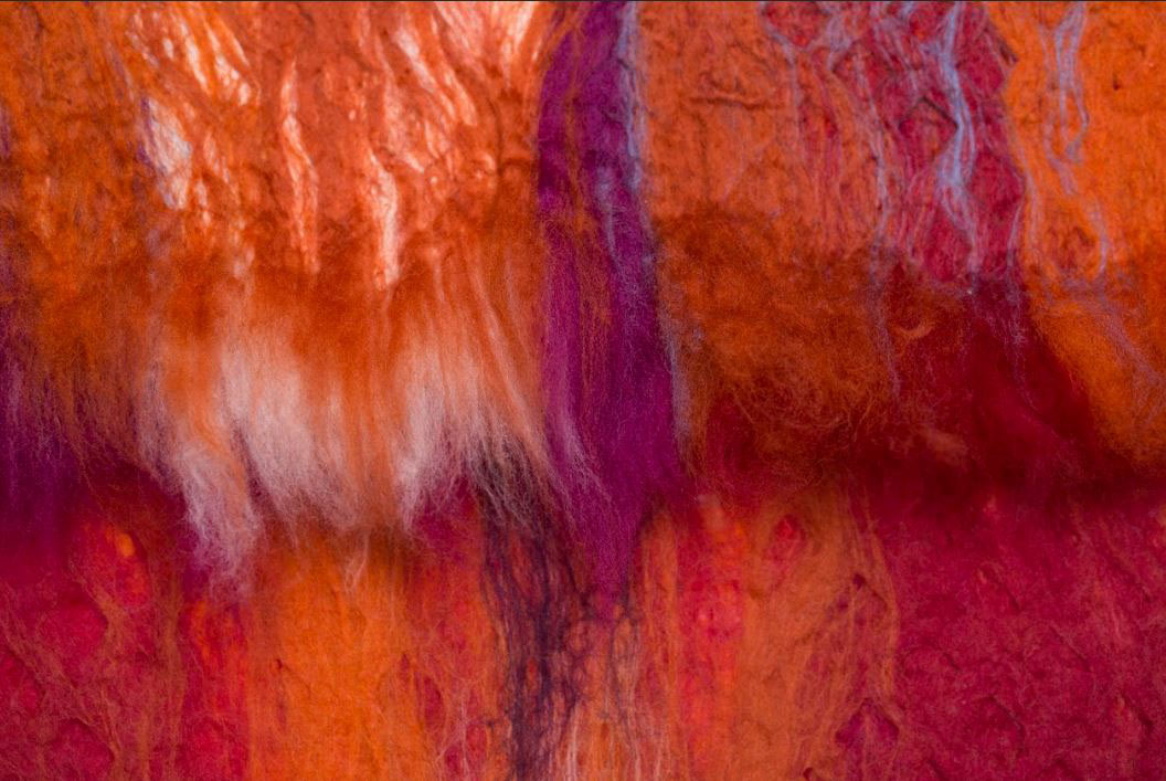 fibers felting felt wool orange sunset Fringe luxury