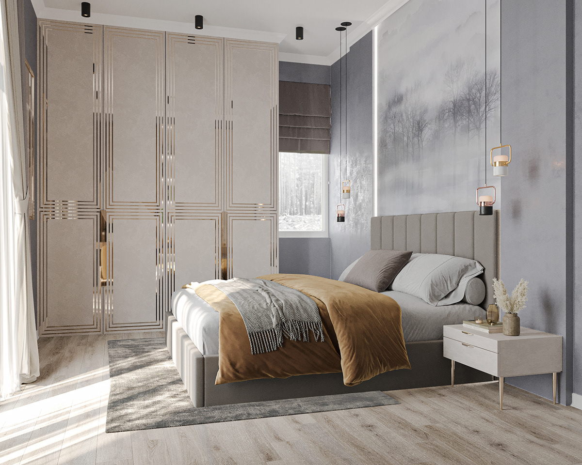 bedroom bedroom design corona interior design  LOFT modern skandinavian