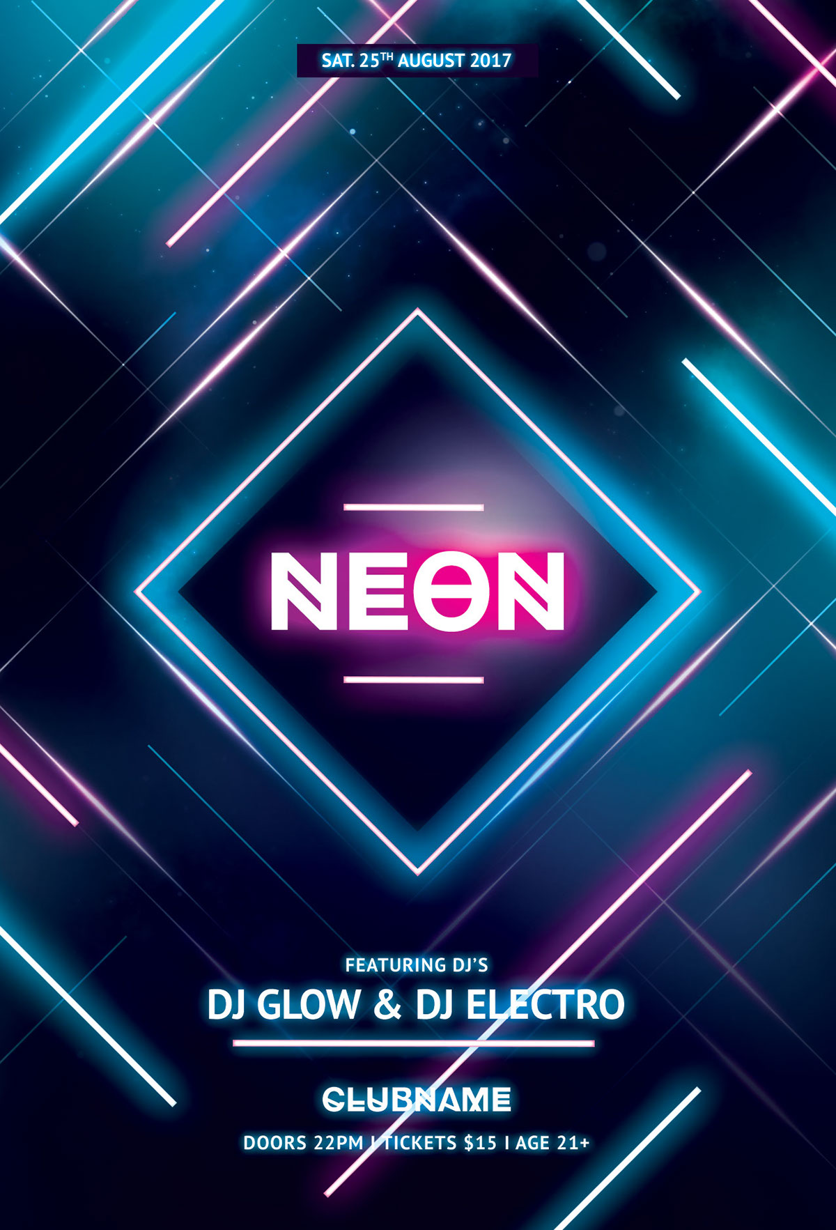 glow glowing flyer poster Collection psd photoshop dark night neon
