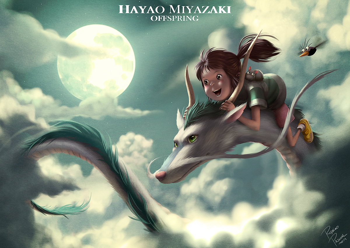 Spirited Away Chihiro haku dragon miyazaki fanart rodrigo pascoal