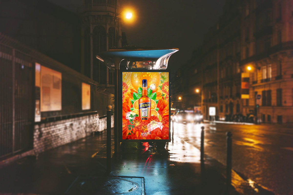 alcohol artwork bottle drops Flowers fruits ice key visual oragne poster