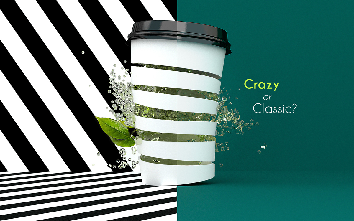 graphic design  graphic design commercial Paper Cup green tea ILLUSTRATION  3D