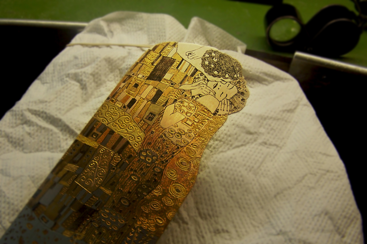 Klimt kiss bookmarks silver gold gift arts fine art handmade