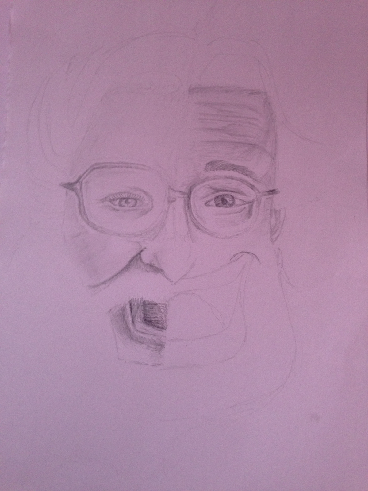 pencil sketch Transcription Robin williams mrs doubtfire tribute aladdin Good Will Hunting paper shading details eyes