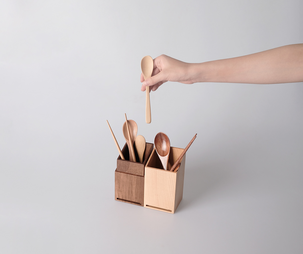 camping supplies cutlery holder jonggunkim kitchen utensils Spoon holder utensil holder Wood case wood holder wooden products hsjg