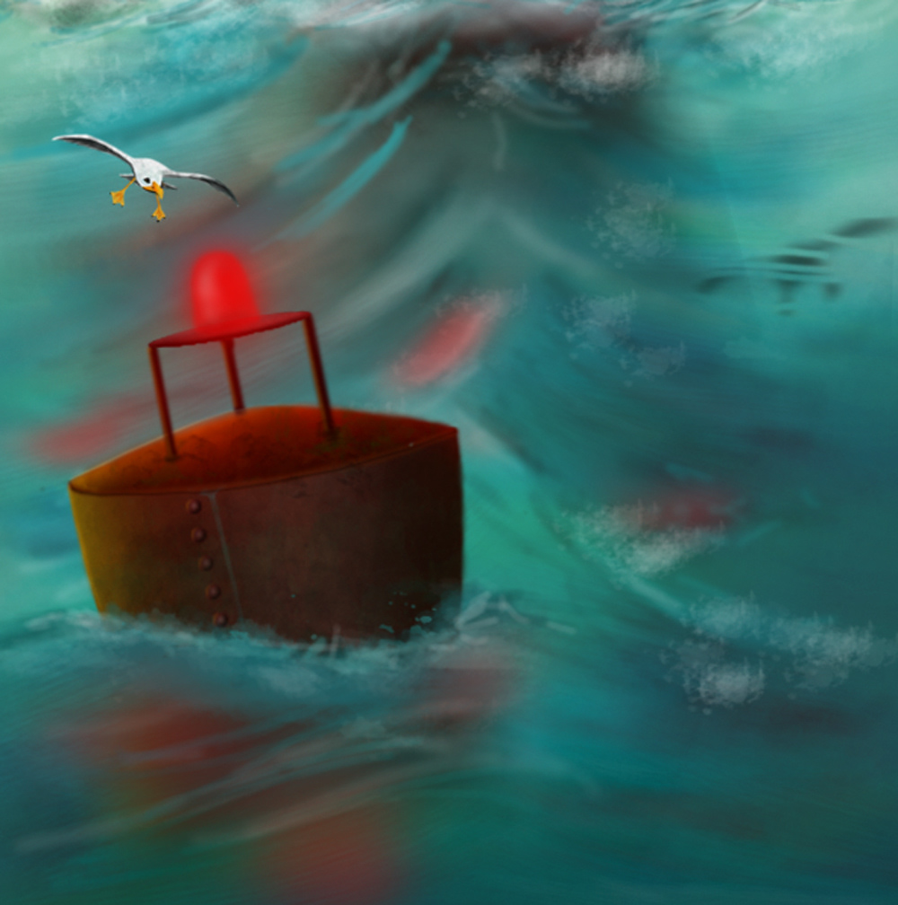 water sea ship night drawings digital painting siginal