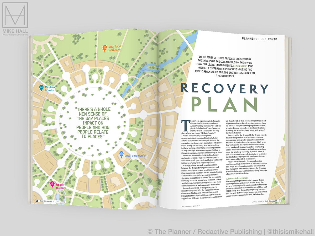 Coronavirus cover ILLUSTRATION  imaginary magazine map The Planner vector