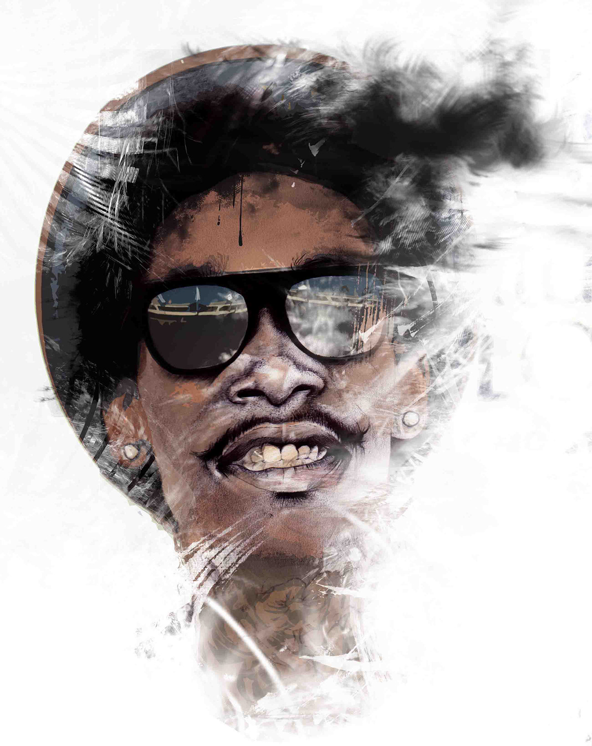 Wiz Khalifa ILLUSTRATION  mixed media arts Drawing  digital painting portrait