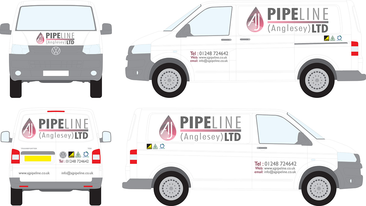 Vehicle Livery Van graphic Commerical brand advert pink colour logo sell design Anglesey