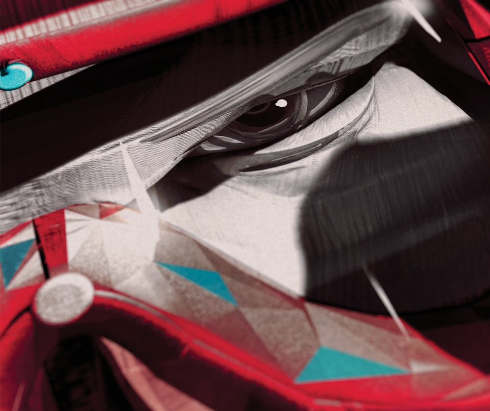 drive driven formula one Racing Cars Helmet head red goggles stare eyes graphic Sculpt CGI art