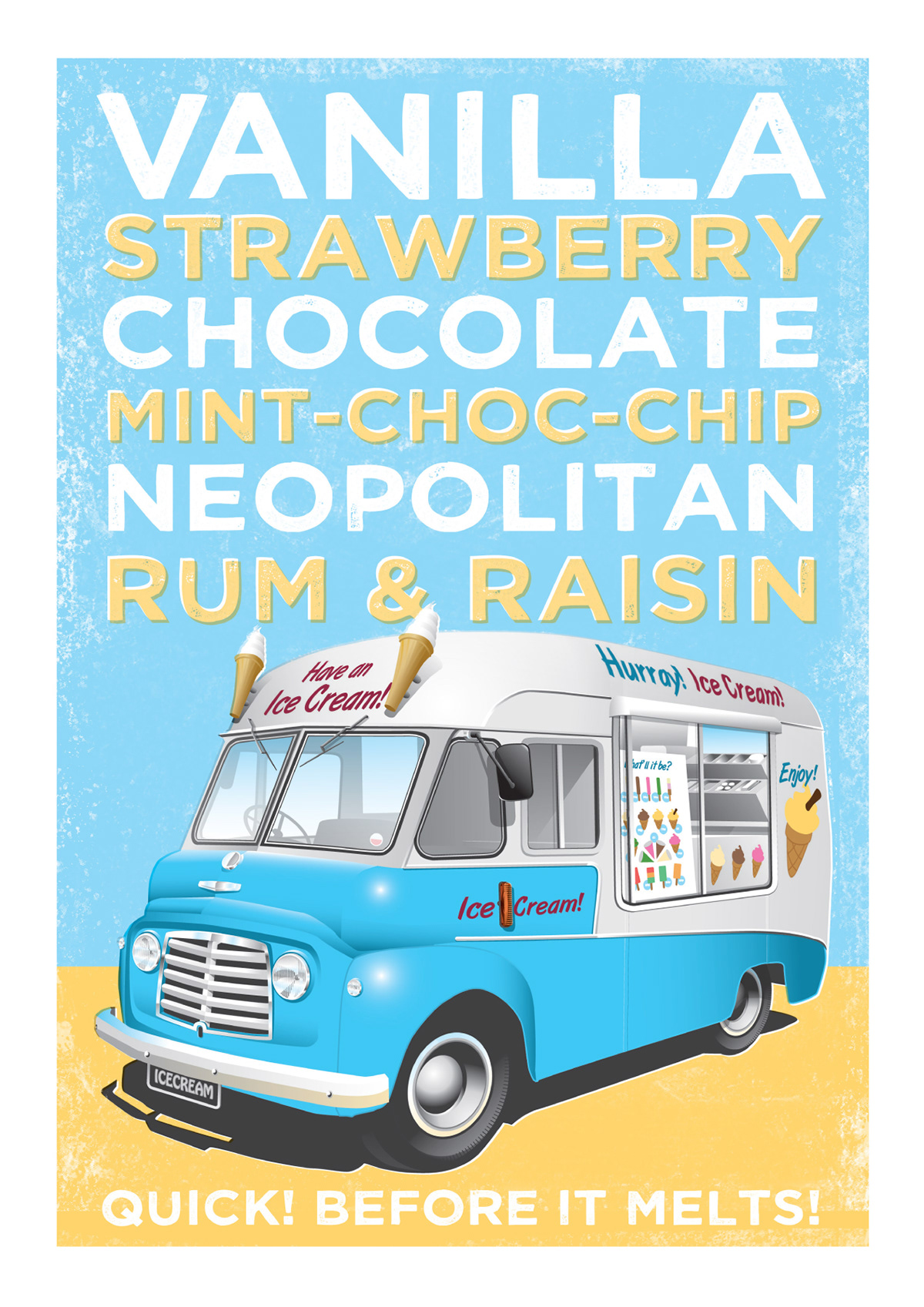 ice cream Retro Van poster Flavours