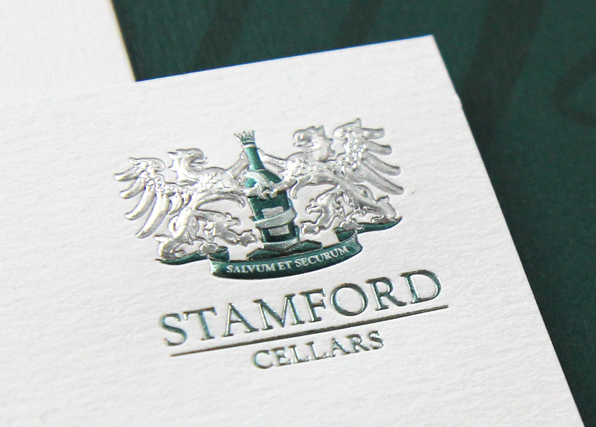 Stamford Cellars wine wine cellar logo Wine storage brochure Print effects 3D embossing
