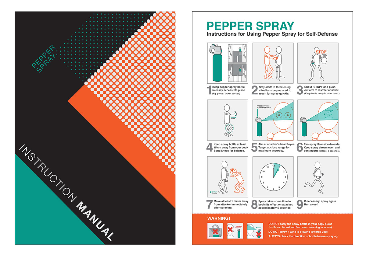 Adobe Portfolio information design instruction design manual Product Usage Pepper Spray Warning how to danger design research Instructional Design Communication Design system product guide owner's manual product instruction manual