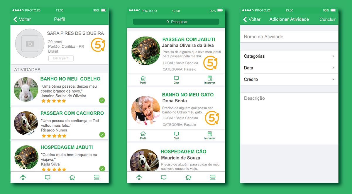 coopera animais Pet app aplicativo Interface eco design