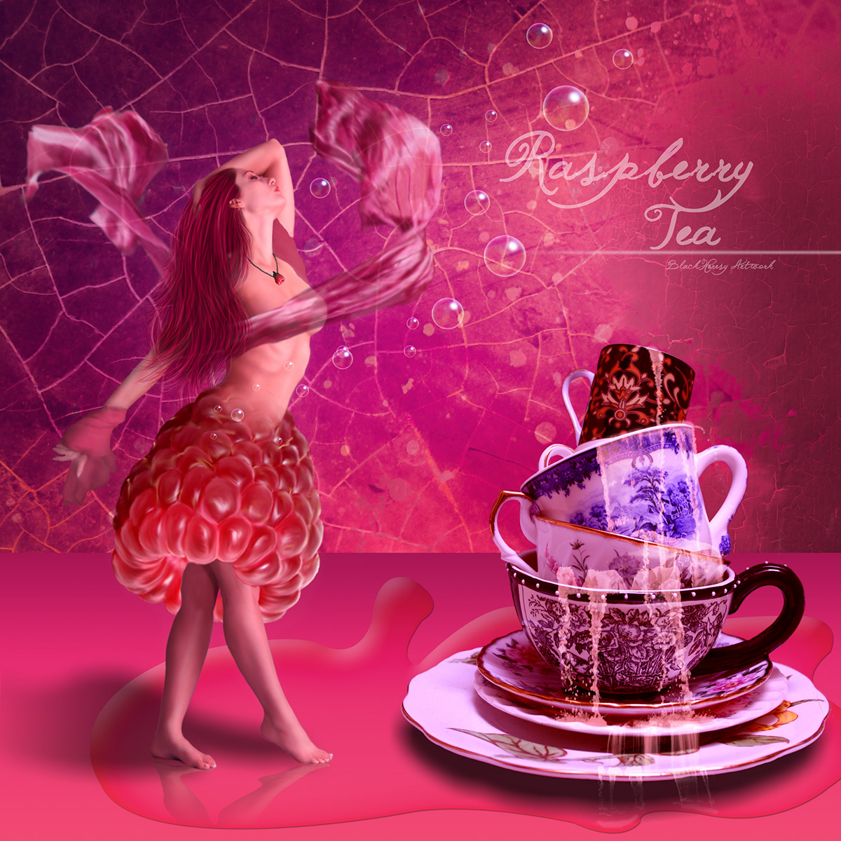 Raspberry tea  photo editing manipulations Creative Director