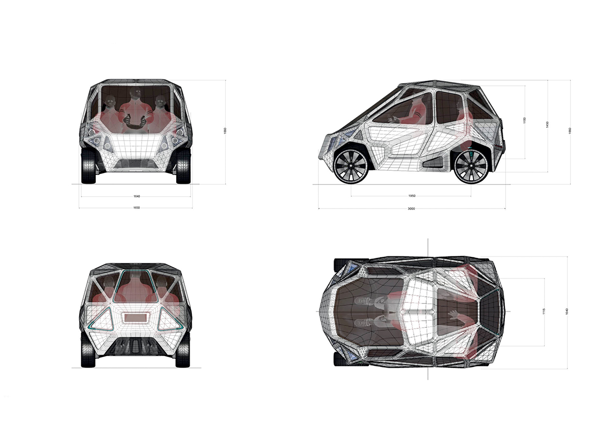 exo mark beccaloni concept car Vehicle minimum future city 3 seater safety exostructure cristalline