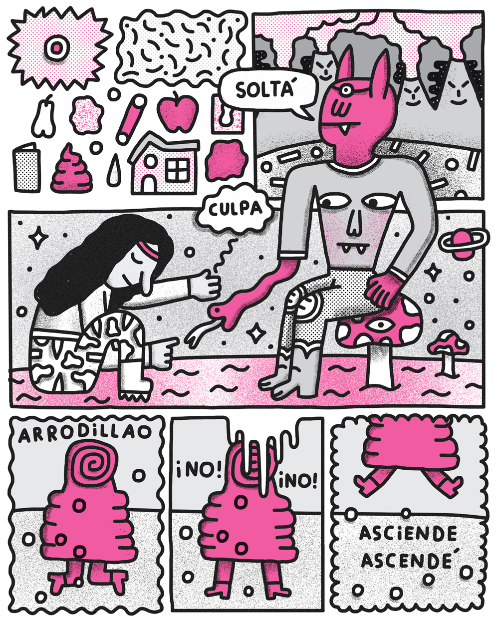 la vaca rosa comic strip magenta pink Liberation heart