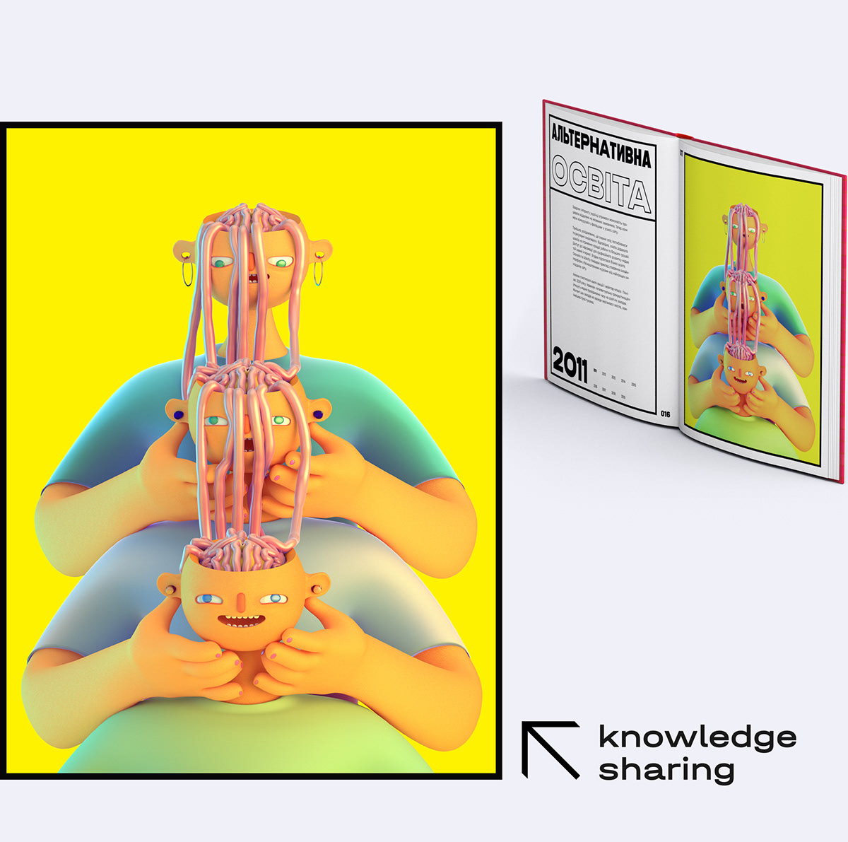 3d illustration for book knowledge sharing