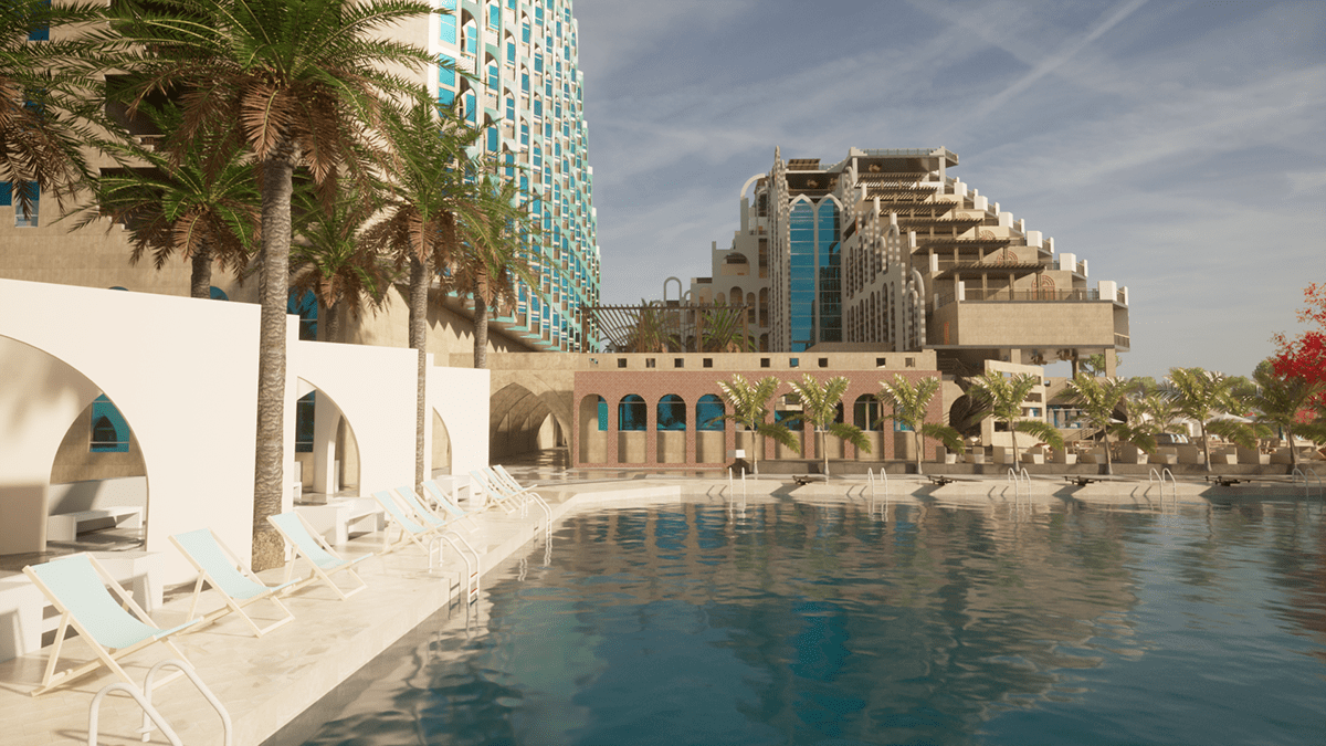 architecture hotel hotel room islamic Landscape banner design hotel design hotels Render