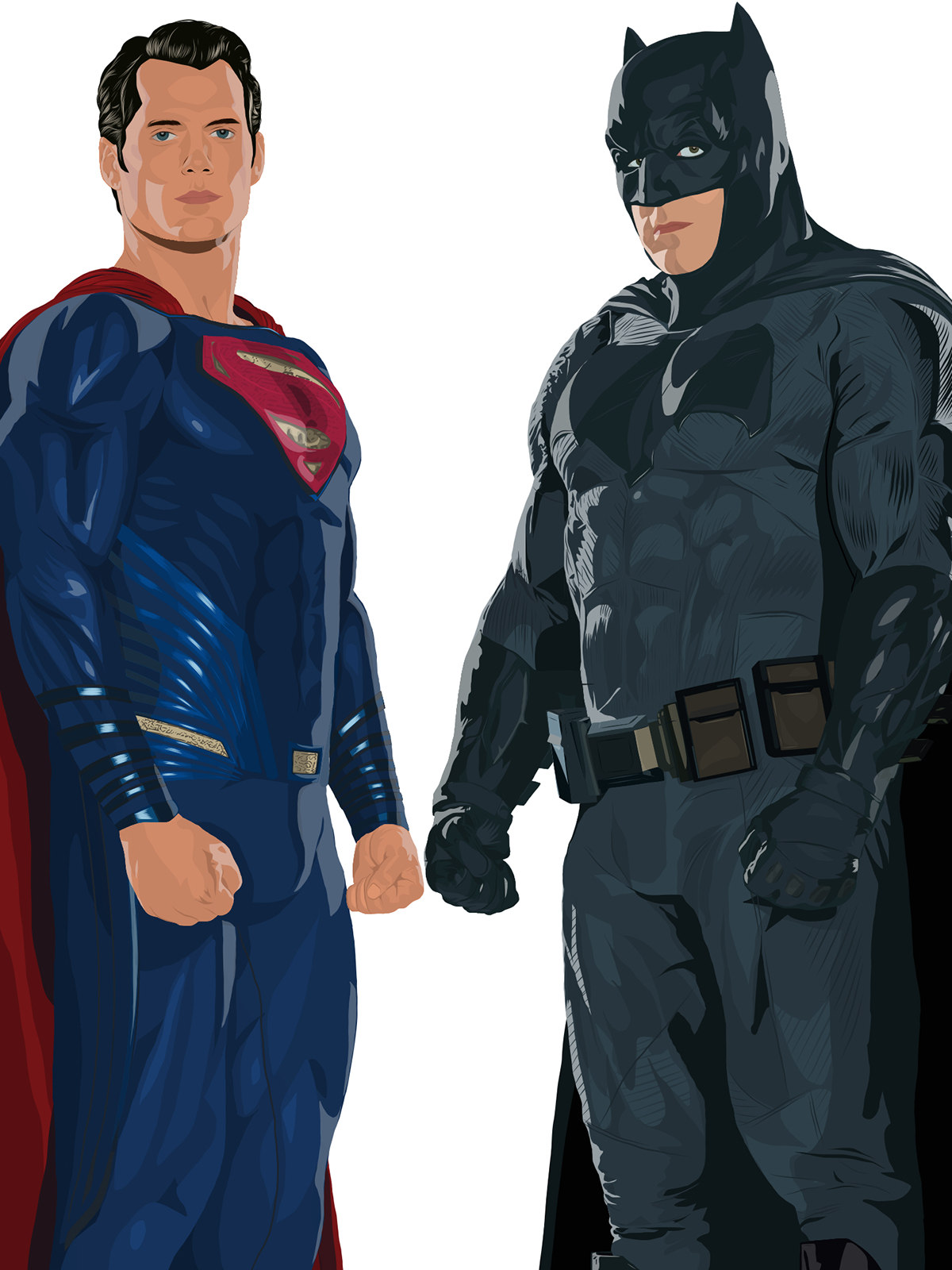adobedraw batman superman wonderwoman gal gadot henry cavill Ben Affleck ILLUSTRATION  Dawn of Justice batman v superman