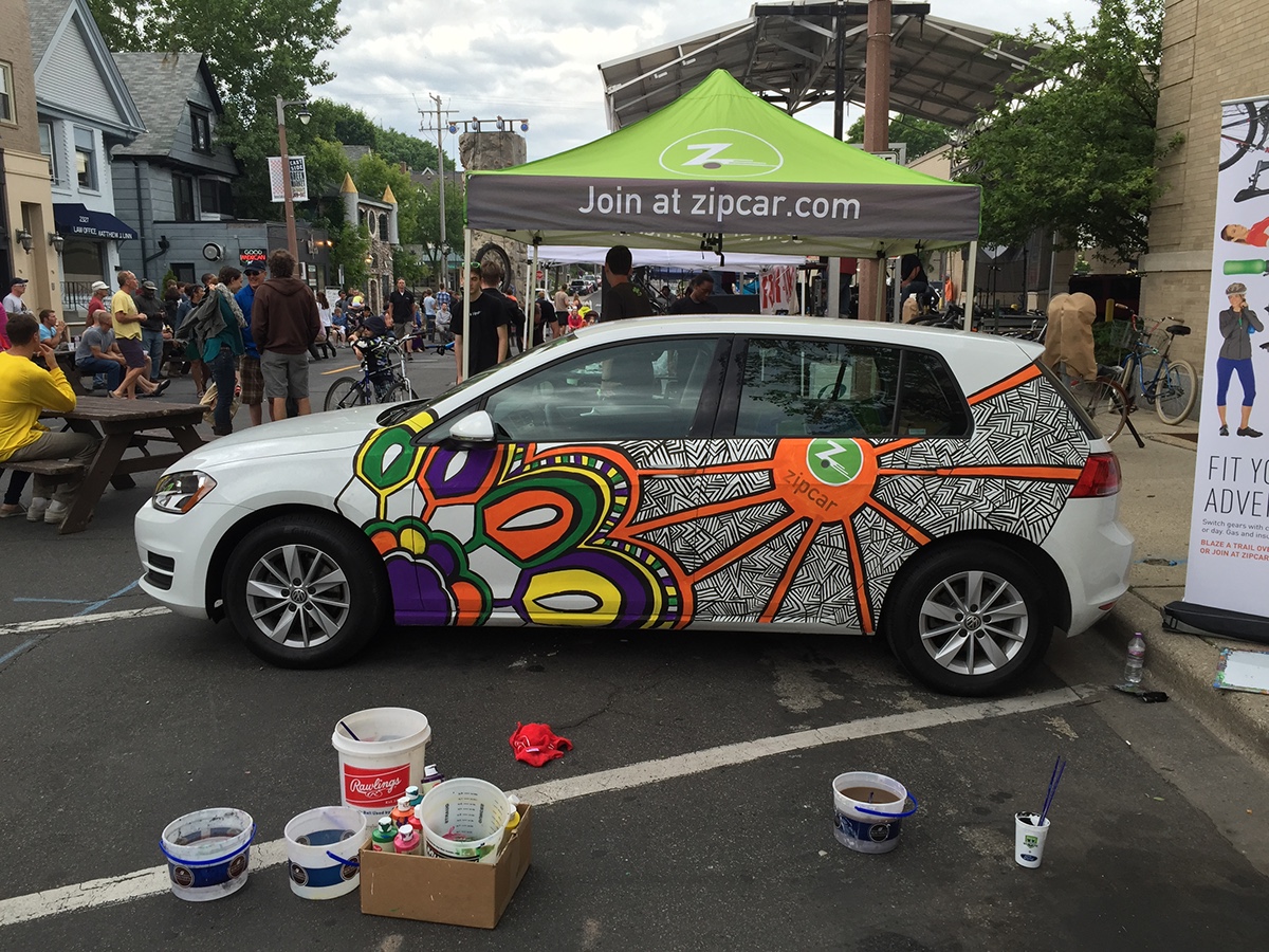 car art car painting zipcar Milwaukee design paint art marketing   interaction live art