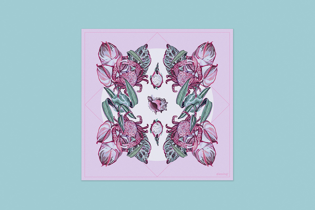 ILLUSTRATION  Fashion  scarf print textil print flower anturium