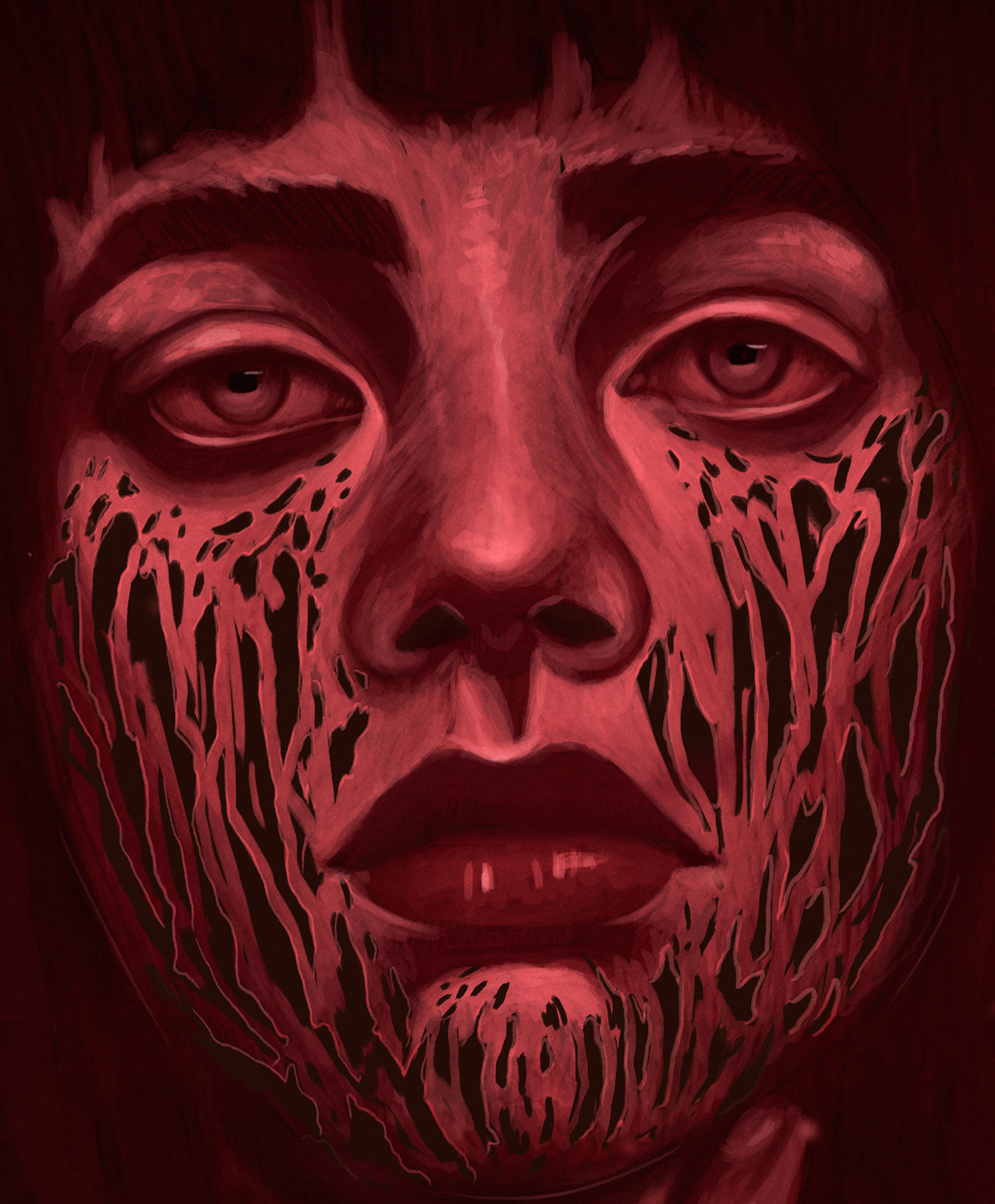 Digital Art  digital painting digital portrait face flower girl peonie portrait red woman