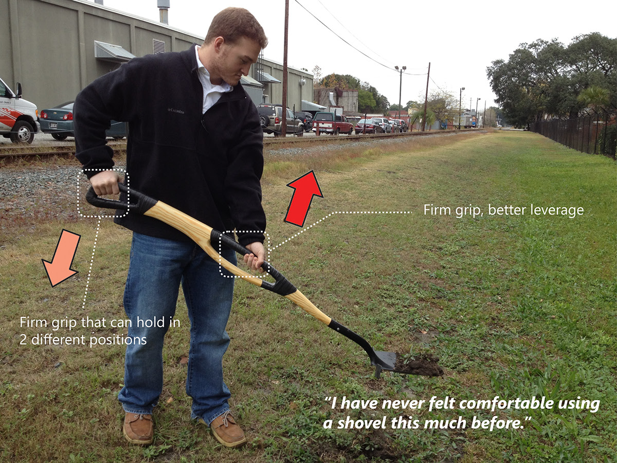 shovel Garden tool model and prototyping user experience usability testing ergonomic