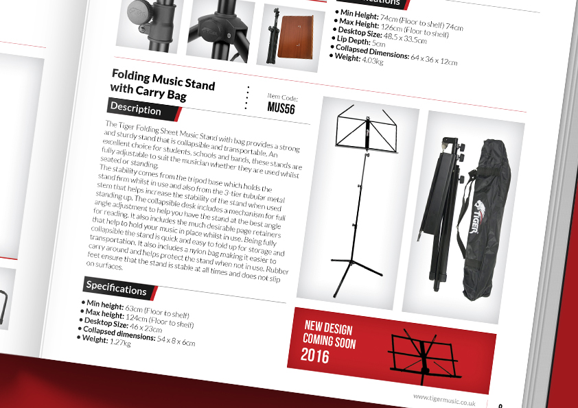 Layout editorial Music Stands magazine brochure