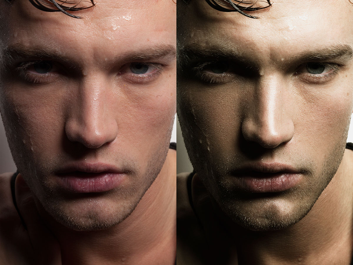 retouch man portrait light before&after B&A male