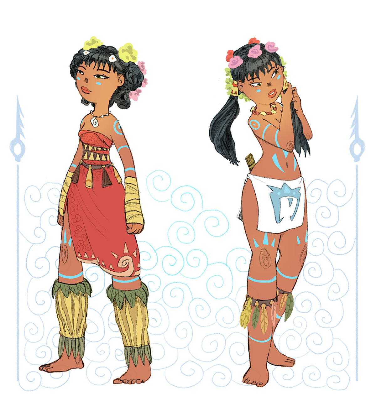 Harpoon tribal mahorí girl comic 2D beach skull Project manga