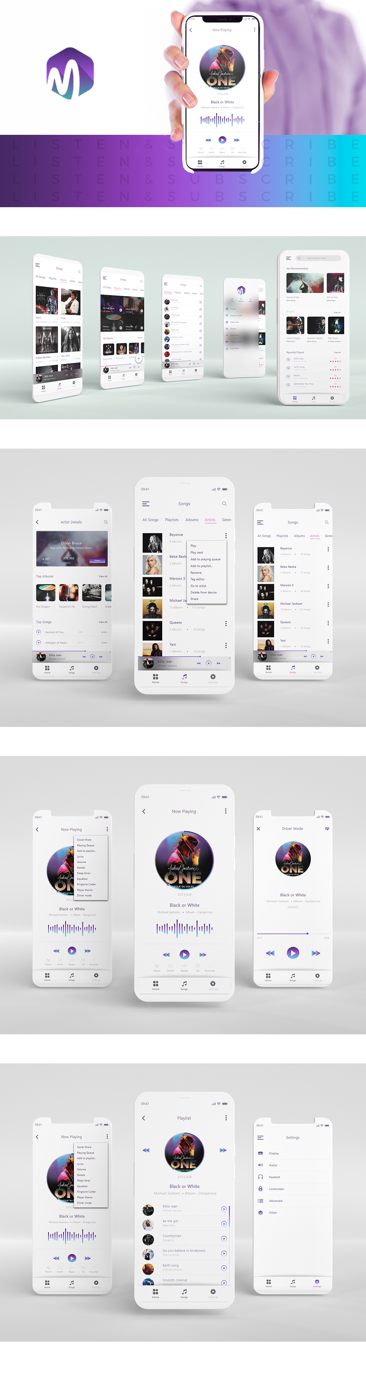 app design Mobile app music app playlist songs UI UI/UX ux