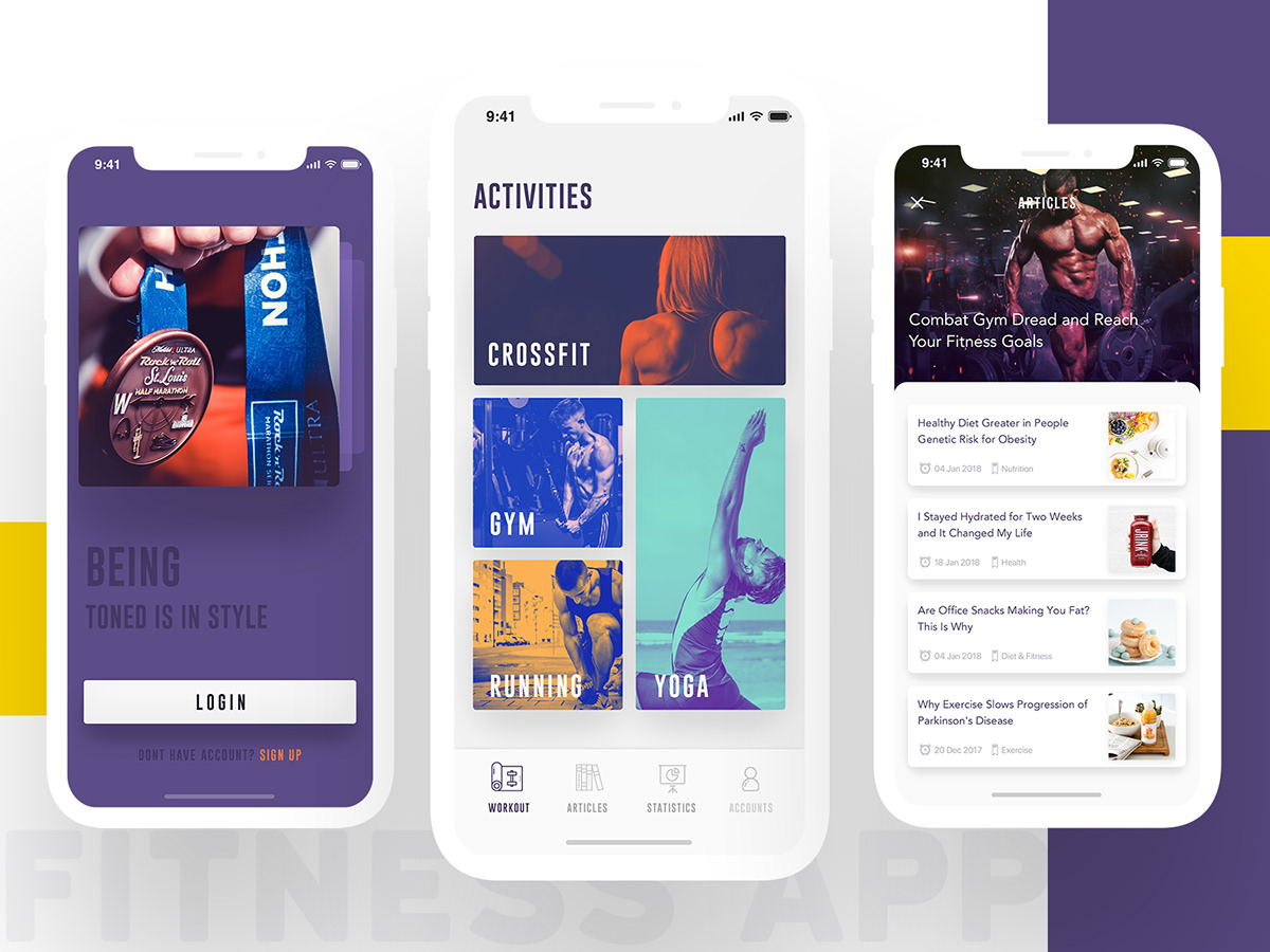 fitness app UI ux design ios iphonex mobile lifestyle workout