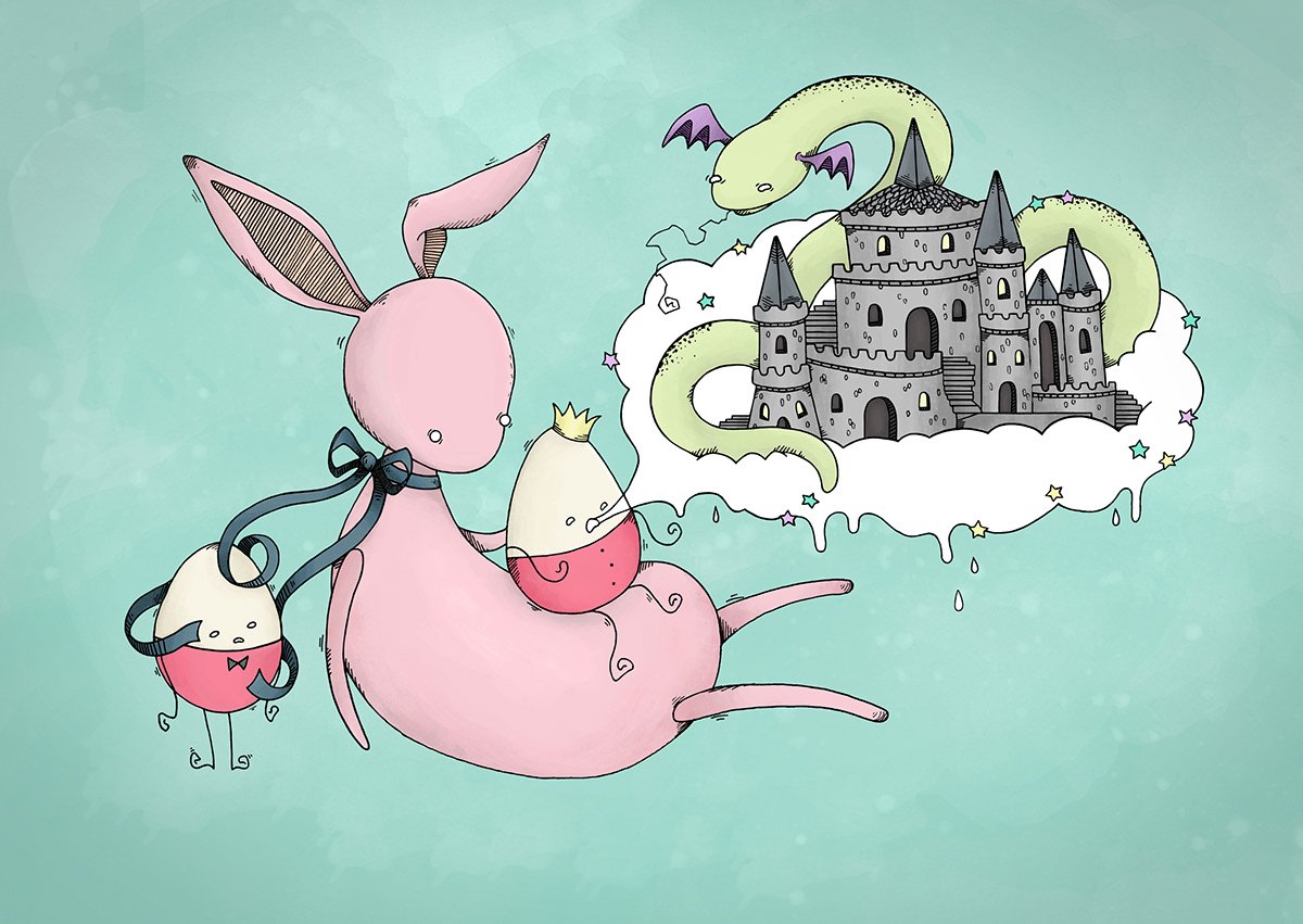 animals bunny rabbit photoshop illustrating cute whimsical pastel digital