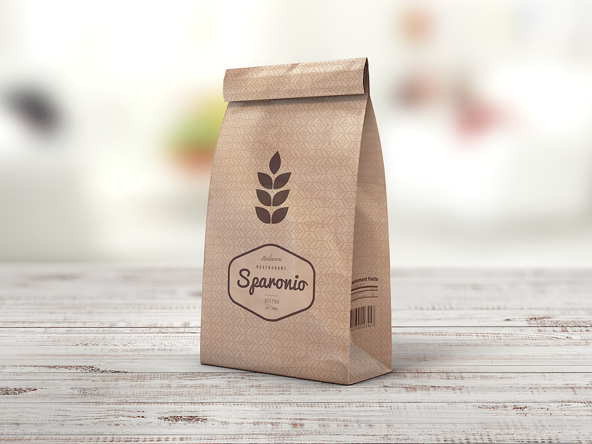 bag bag mockup bakery brown paper cake Carry Coffee container cookie crumpled