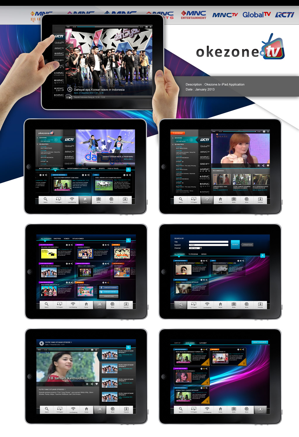 Okezone.tv UI/UX Design iPad App