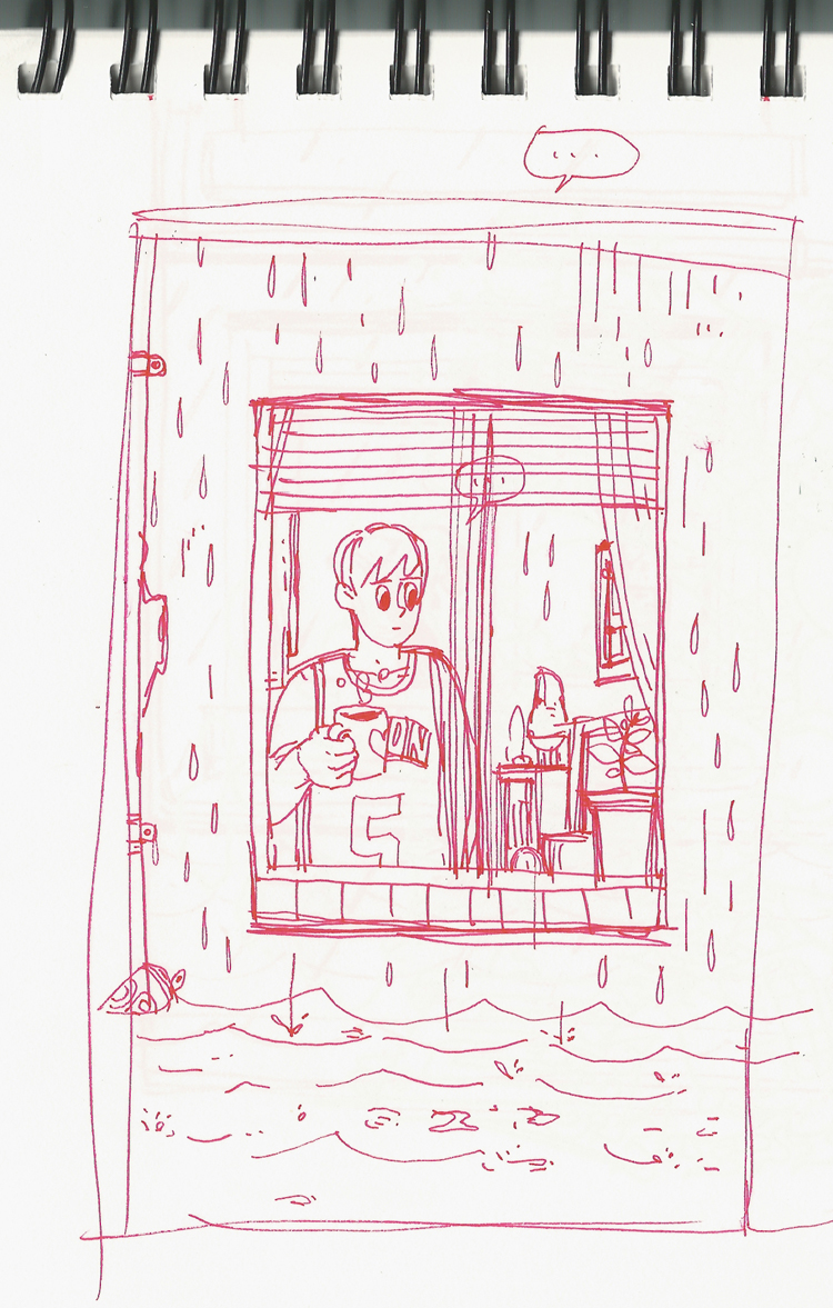 rain rainy rainy day photoshop Illustrator illust groomy boy tea
