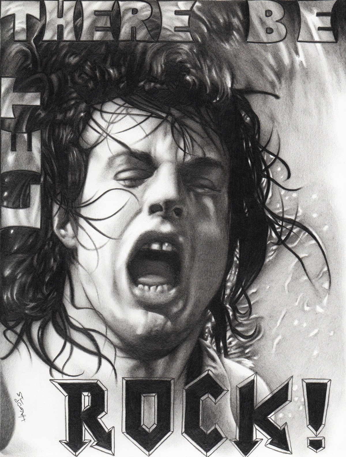 Angus Young guitar drawings acdc pencils