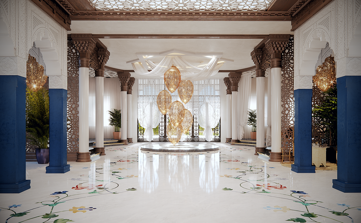 palace Abu Dhabi luxury Moroccan pattern Marble Basin Arabesque