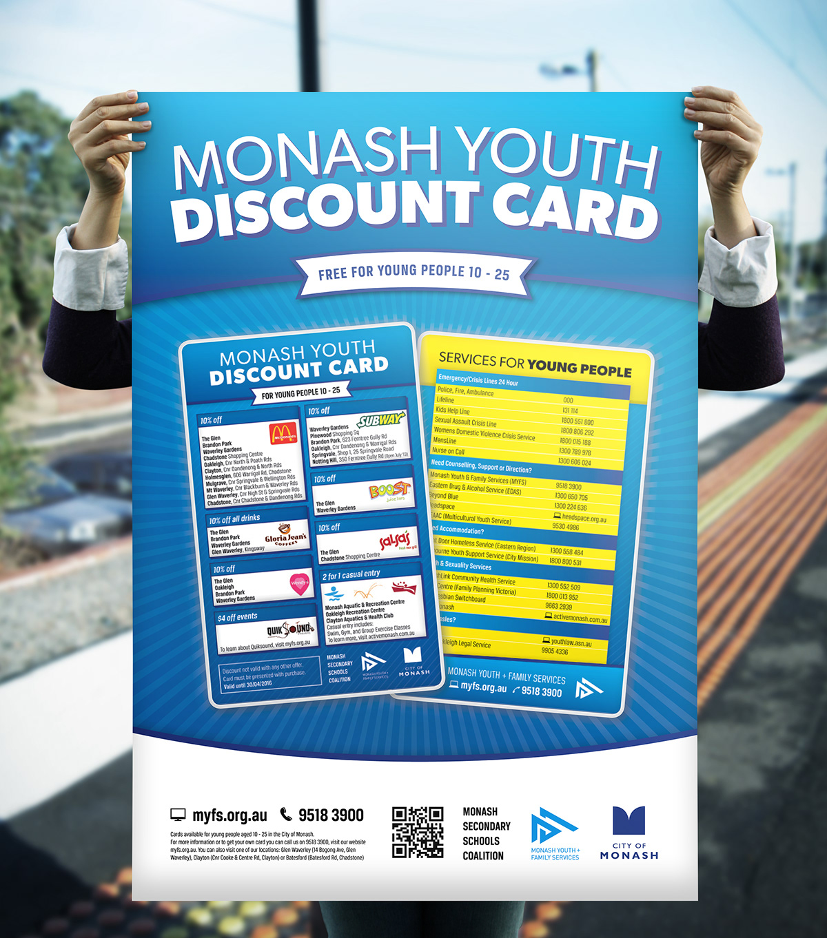 monash youth discount card poster