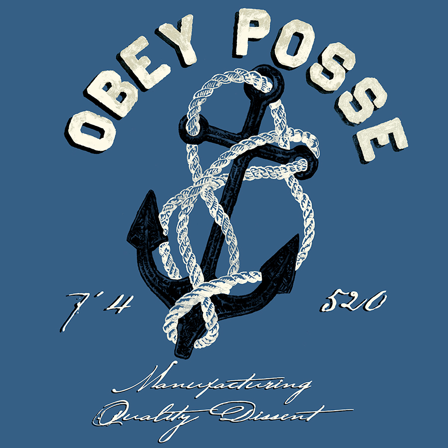 OBEY anchor rope rendering watercolor Ocean OBEY POSSE vintage