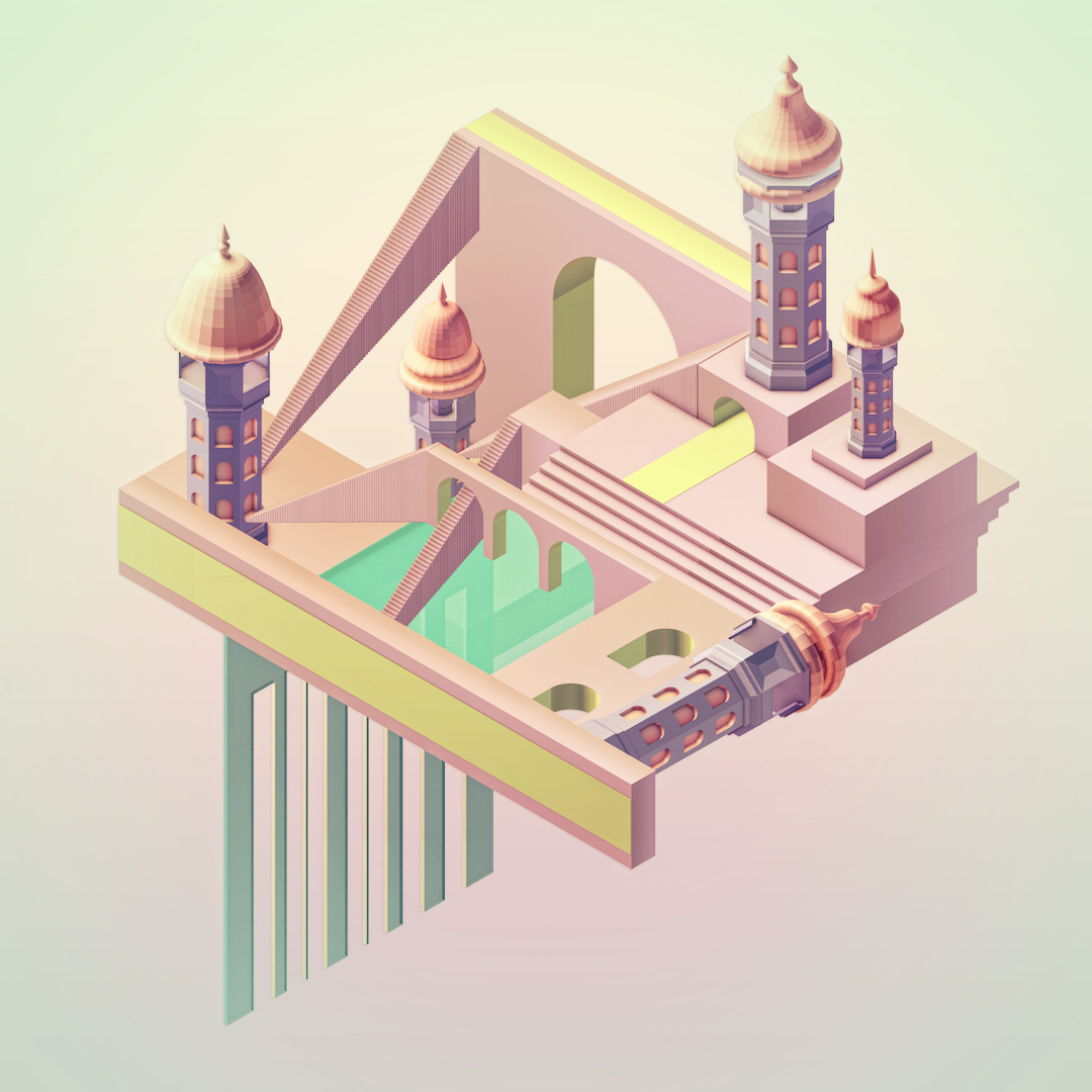 3D c4d Isometric game Level lowpoly color