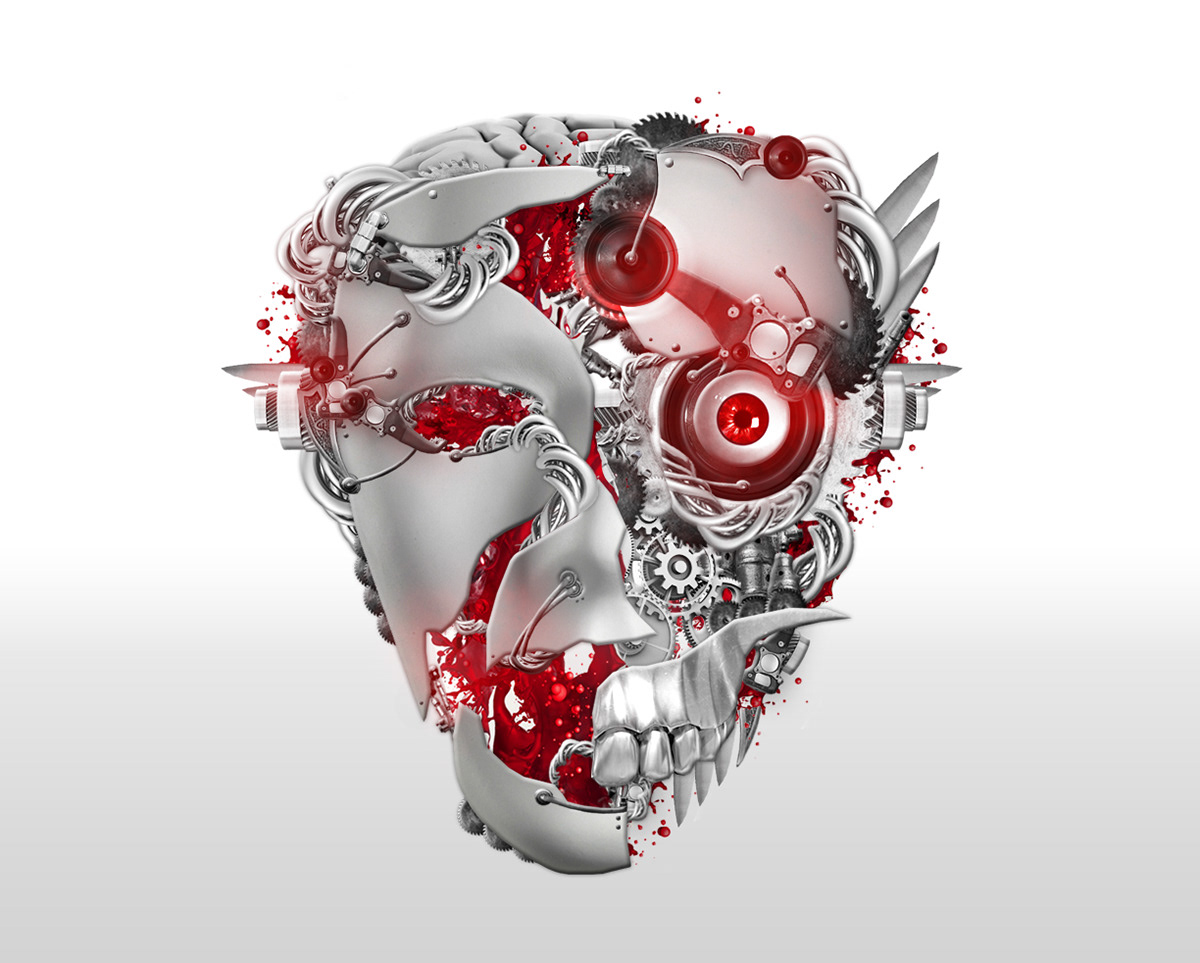 skull hybrid Cyborg engine Hardcore eye clean robot Technology