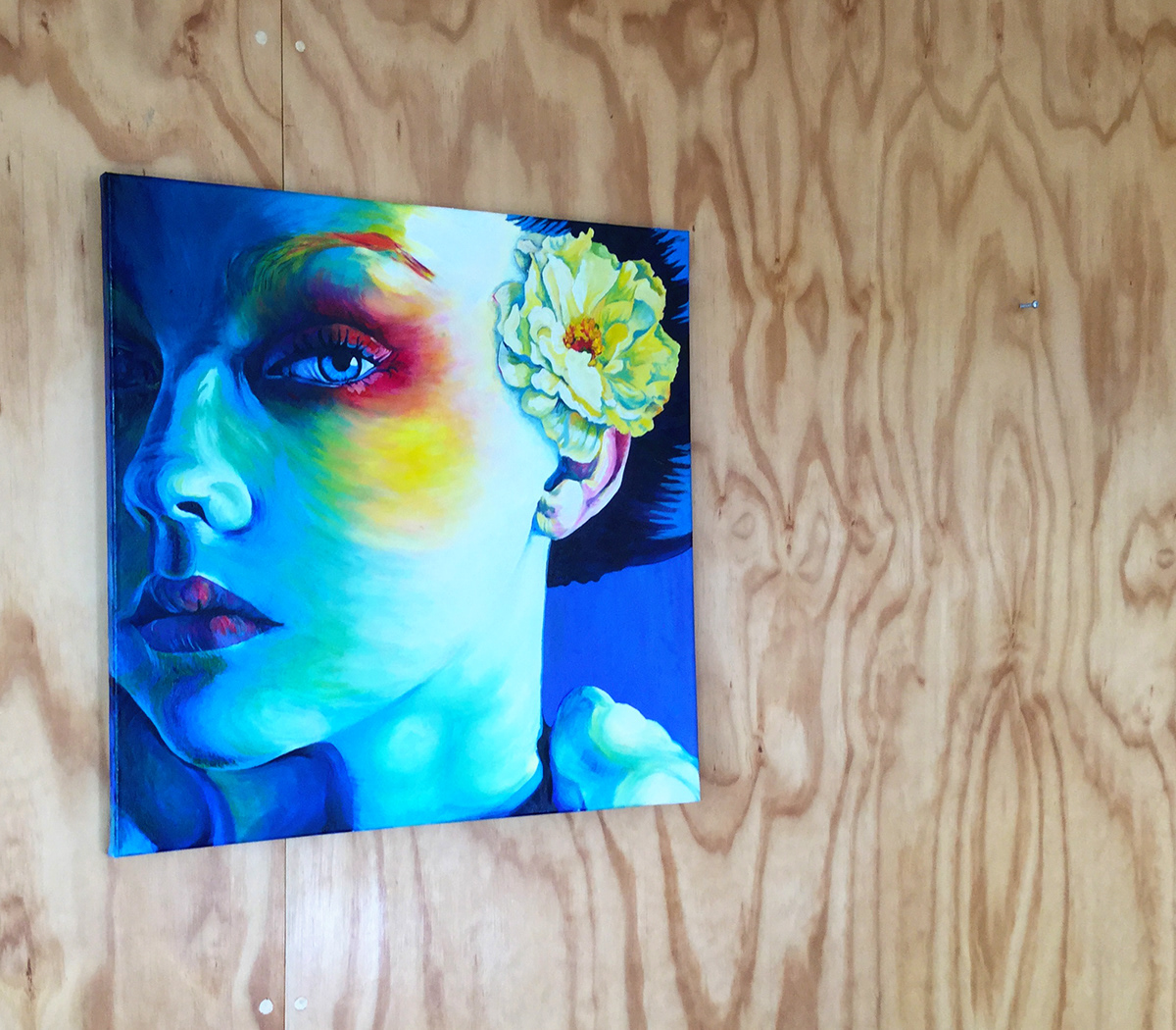 FINEART contemporaryart oilpainting portraitpainting eye portrait flower art woman Exhibition  Oils canvas popart