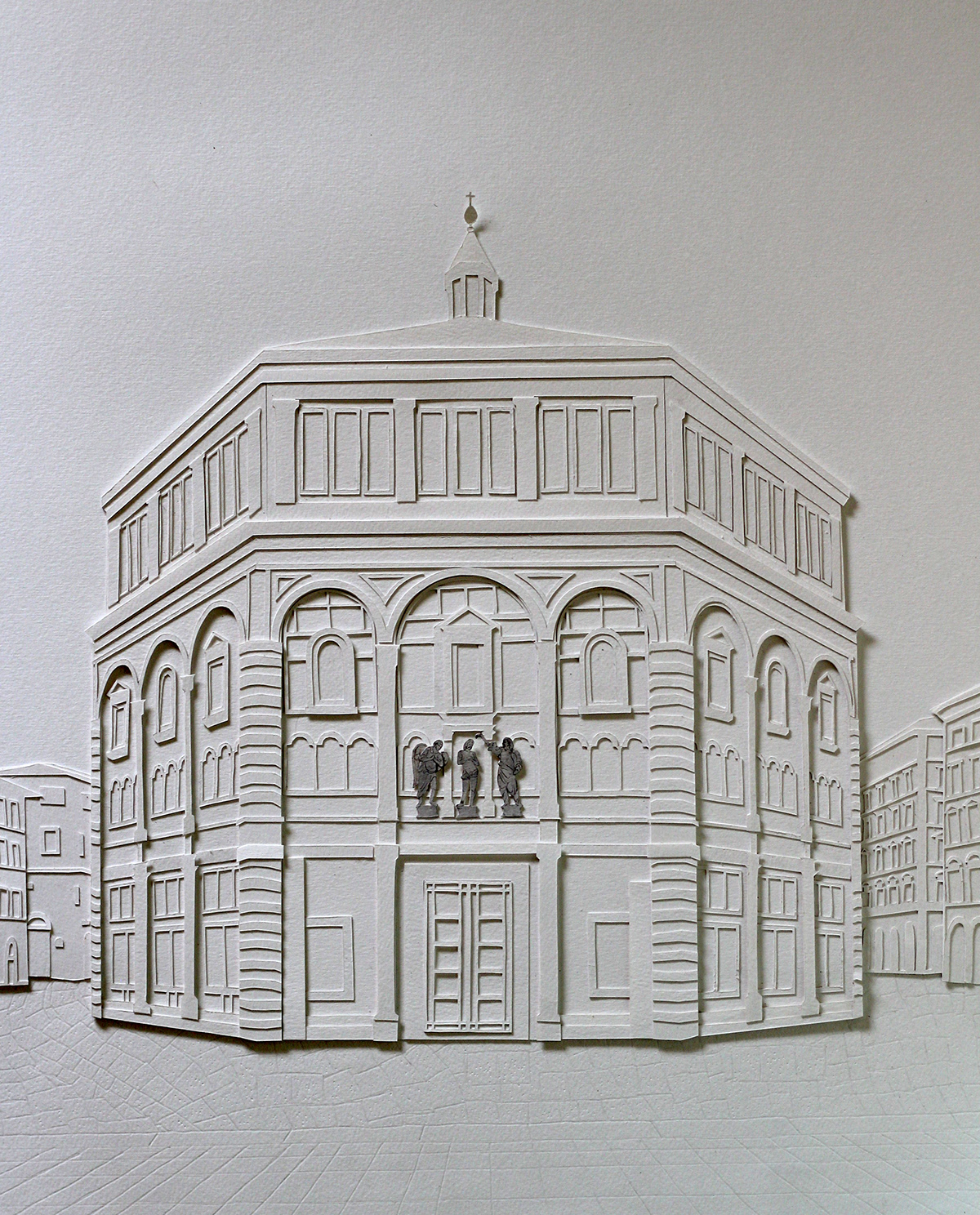 papercut paperart crafts   Retail design Window Display italian Italy architecture Rome paper sculpture
