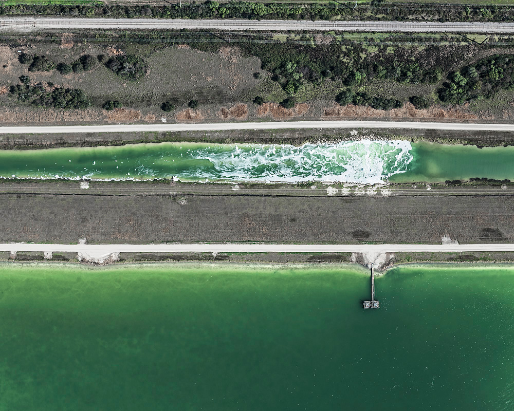 Aerial views Mining phosphate florida structure Patterns abstract environment Excavator industry chemistry